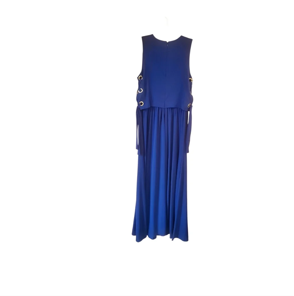 Michael Kors Grommet-Laced Navy Sleeveless Maxi Size Small.